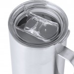 Taza de acero inox reciclado doble pared con base de corcho 450ml tercera vista