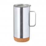 Taza de acero inox reciclado doble pared con base de corcho 450ml color plateado primera vista