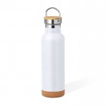 Botella doble pared de acero inox con asa para transporte 650ml color blanco primera vista