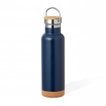 Botella doble pared de acero inox con asa para transporte 650ml color azul marino primera vista