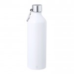 Botella de aluminio reciclado con acabado mate y mosquetón 800ml color blanco primera vista