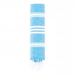 Pareo toalla bicolor de algodón reciclado y poliéster 255g/m2 color azul claro primera vista