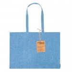 Bolsa de 100% algodón reciclado con asas largas 220g/m2 color azul primera vista