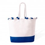 Bolsa bicolor de algodón con asas largas de cuerda 280g/m2 color azul marino primera vista