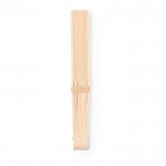 Abanico de varillas de bambú con tela de color natural tercera vista