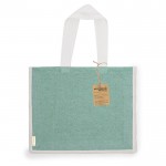 Bolsa de algodón reciclado y yute de asas largas 140g/m2 color verde primera vista