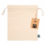Bolsa de algodón Fairtrade con cordón para autocierre 150g/m2 color natural primera vista