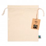 Bolsa de algodón Fairtrade con cordón para autocierre 150g/m2 color natural primera vista
