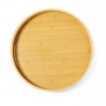Bandeja circular para bebidas de bambú natural con doble agarre color madera primera vista