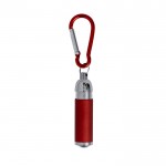 Linterna de aluminio reciclado de luz LED con mosquetón a color color rojo primera vista