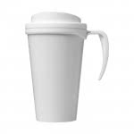 Vaso de café impresión 360º con asa color blanco vista delantera