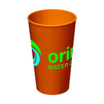 Vasos personalizados con logo color naranja con logo