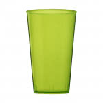 Vasos personalizados con logo color verde transparente vista delantera