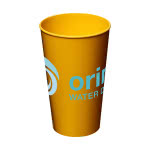 Vasos personalizados con logo color amarillo con logo