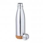 Botella de acero inox reciclado doble pared y base de corcho 500ml tercera vista