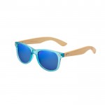 Gafas de sol efecto espejo protección UV400 y patillas de bambú color azul primera vista
