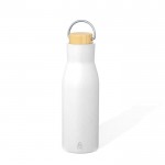 Botella de acero inox reciclado de doble pared con asa 500ml color blanco primera vista