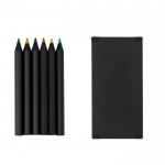 Set de 6 lápices de madera negra en estuche de cartón reciclado tercera vista