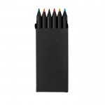 Set de 6 lápices de madera negra en estuche de cartón reciclado color negro primera vista