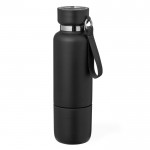 Termo acero inox de 550ml con vaso de 300ml y asa de transporte color negro primera vista