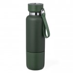 Termo acero inox de 550ml con vaso de 300ml y asa de transporte color verde primera vista