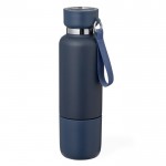 Termo acero inox de 550ml con vaso de 300ml y asa de transporte color azul marino primera vista