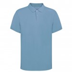 Polo unisex de 100% algodón peinado Ring Spun con 2 botones 220 g/m2 color azul claro primera vista
