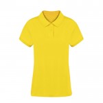 Polo para mujer 100% algodón peinado Ring Spun con 2 botones 220 g/m2 color amarillo primera vista