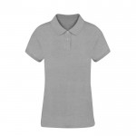 Polo para mujer 100% algodón peinado Ring Spun con 2 botones 220 g/m2 color gris primera vista