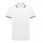 Polo transpirable de poliéster con detalle en cuello y mangas 180 g/m2 color blanco primera vista