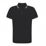 Polo transpirable de poliéster con detalle en cuello y mangas 180 g/m2 color negro primera vista