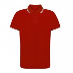 Polo transpirable de poliéster con detalle en cuello y mangas 180 g/m2 color rojo primera vista