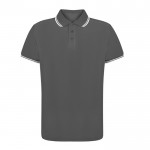 Polo transpirable de poliéster con detalle en cuello y mangas 180 g/m2 color gris primera vista