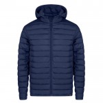 Chaqueta de 100% RPET resistente al agua con capucha ajustable color azul marino segunda vista