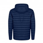Chaqueta de 100% RPET resistente al agua con capucha ajustable color azul marino