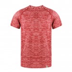 Camiseta técnica de RPET transpirable con diseño de efecto lavado color rojo primera vista