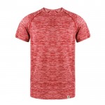 Camiseta técnica de RPET transpirable con diseño de efecto lavado color rojo primera vista