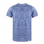 Camiseta técnica de RPET transpirable con diseño de efecto lavado color azul primera vista