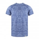 Camiseta técnica de RPET transpirable con diseño de efecto lavado color azul primera vista