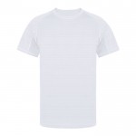 Camiseta técnica unisex de 100% poliéster con diseño a rayas 135 g/m2 color blanco primera vista
