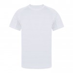 Camiseta técnica unisex de 100% poliéster con diseño a rayas 135 g/m2 color blanco primera vista