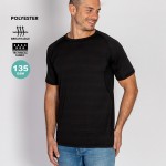 Camiseta técnica unisex de 100% poliéster con diseño a rayas 135 g/m2 color negro