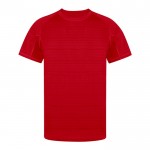 Camiseta técnica unisex de 100% poliéster con diseño a rayas 135 g/m2 color rojo primera vista
