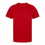 Camiseta técnica unisex de 100% poliéster con diseño a rayas 135 g/m2 color rojo primera vista