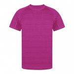 Camiseta técnica unisex de 100% poliéster con diseño a rayas 135 g/m2 color fucsia primera vista