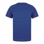 Camiseta técnica unisex de 100% poliéster con diseño a rayas 135 g/m2 color azul cuarta vista