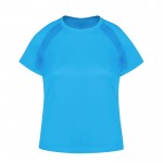 Camiseta técnica para mujer de 100% poliéster transpirable 135 g/m2 color azul claro primera vista