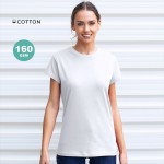Camiseta blanca para mujer de cuello redondo 100% algodón 160 g/m2 color blanco