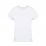 Camiseta blanca para mujer de cuello redondo 100% algodón 160 g/m2 color blanco primera vista