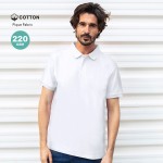 Polo blanco de 100% algodón con 2 botones a juego 220 g/m2 color blanco